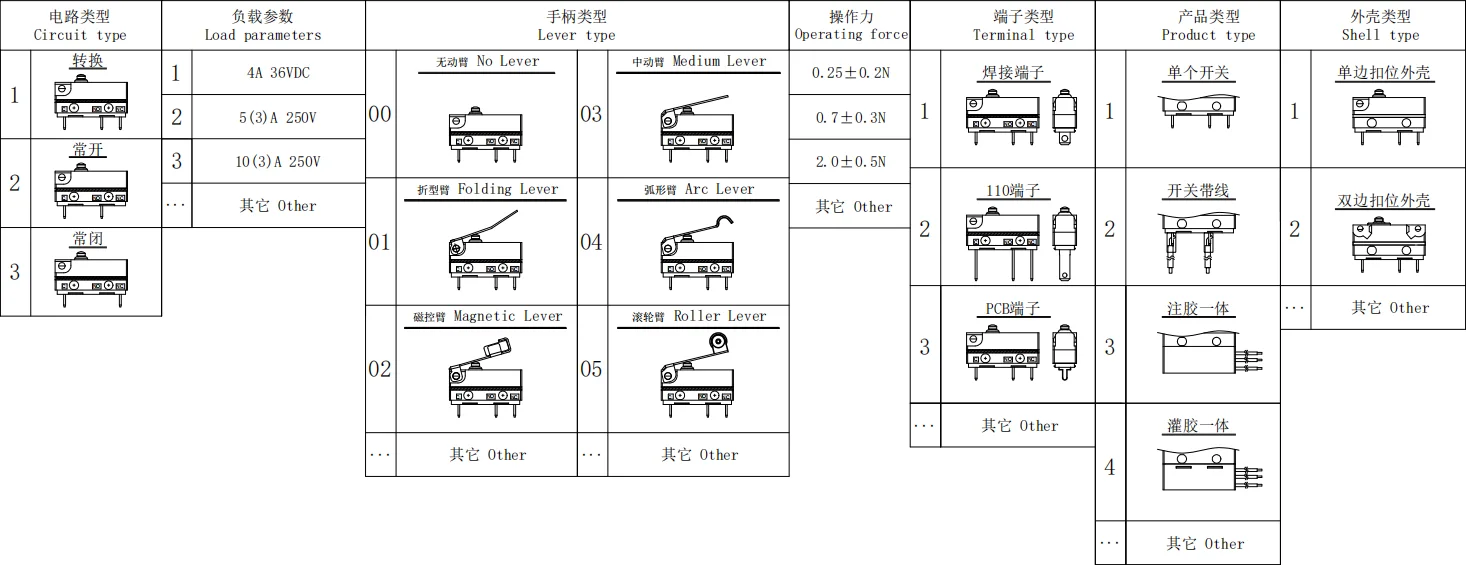 Waterproof Micro Switch DMS06 (IP67) — ZHJ DMS06 waterproof micro switch model selection table, ordering codes and terminals